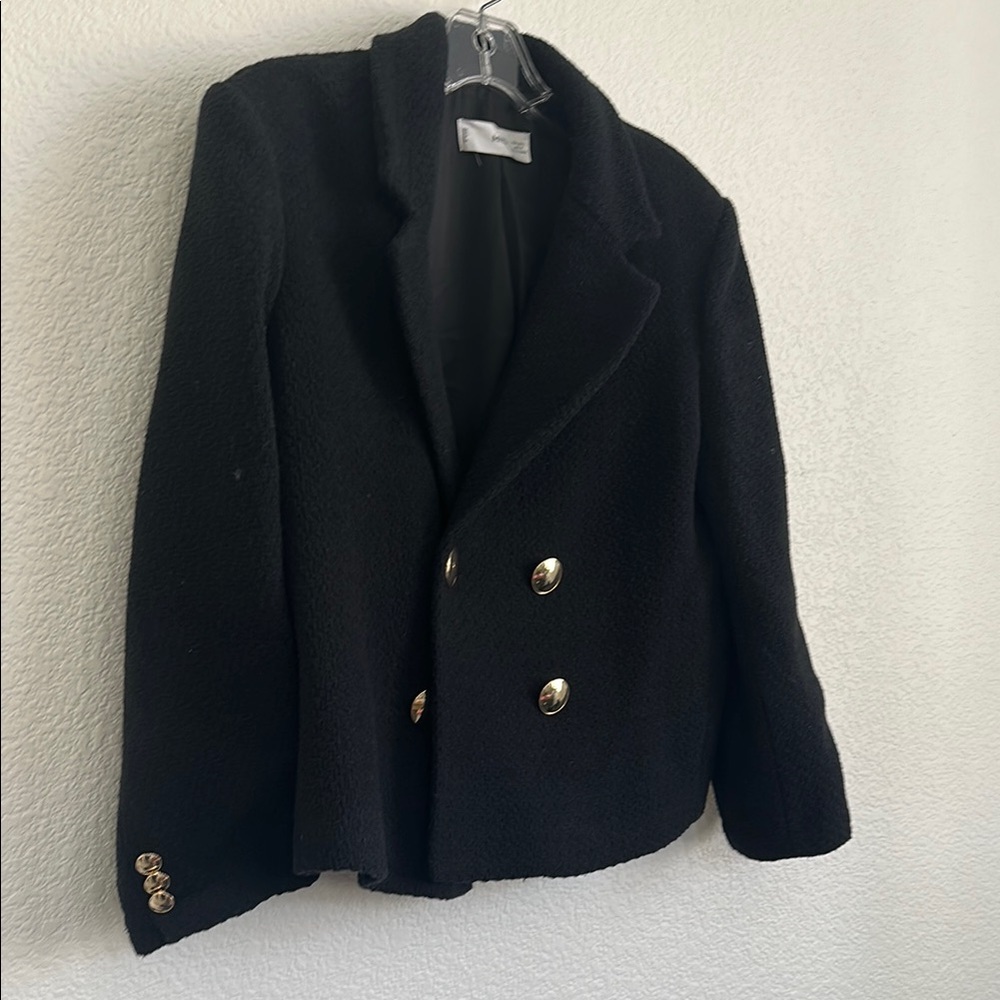MANGO Classic Knit Black Suit  Blazer L and matching Skirt XL